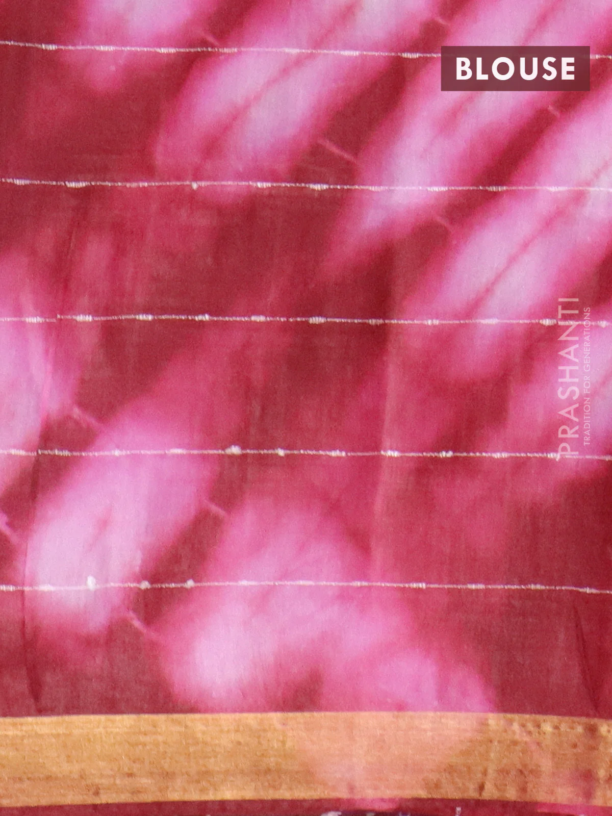 Bamboo saree maroon and light pink with allover thread checks & tie and dye prints and zari woven border - Image 4