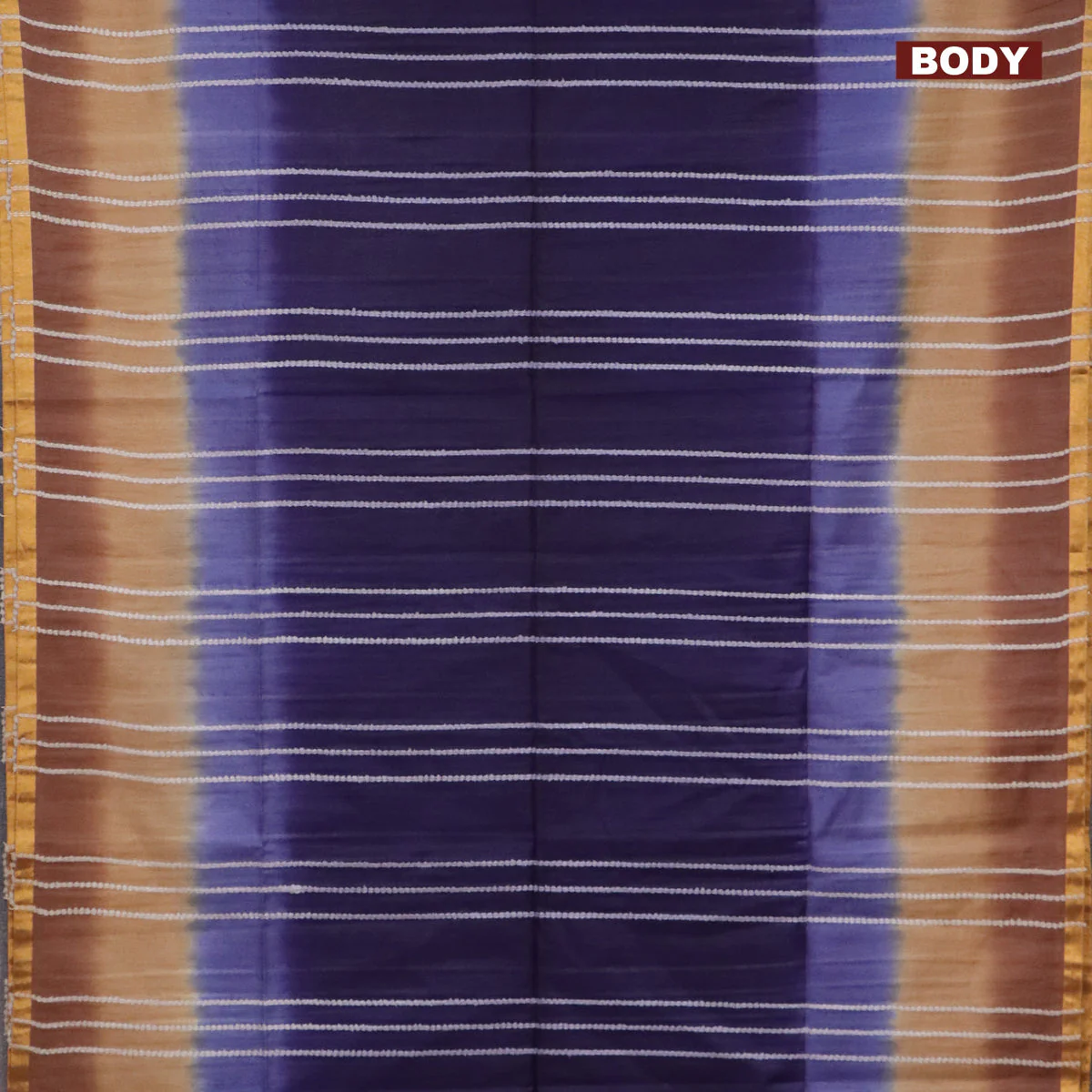 Bamboo saree navy blue and brown with allover thread weaves and sequin work pallu & zari border - Image 2