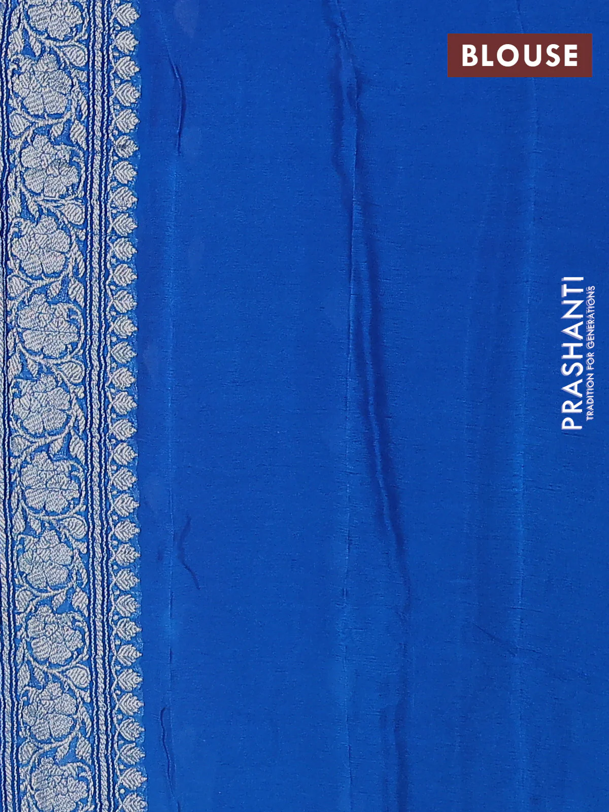 Banarasi chiffon silk saree purple and cs blue with silver zari woven buttas and silver zari woven floral border - Image 3