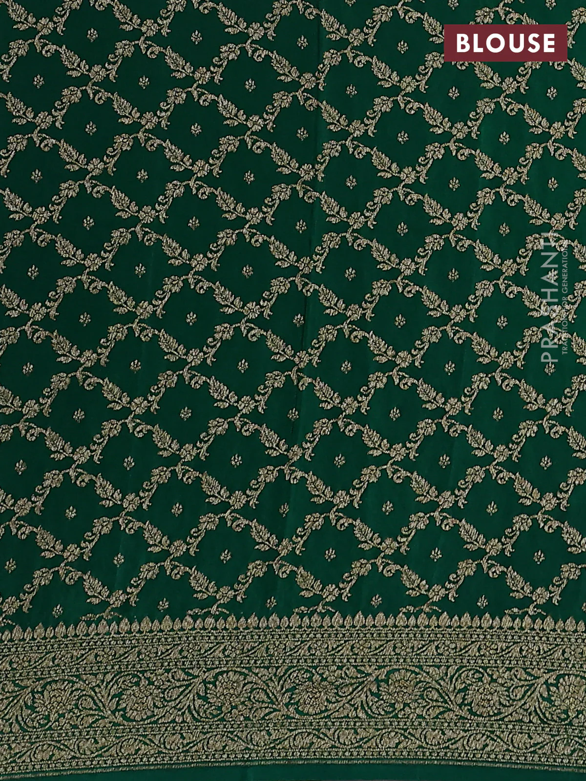 Banarasi crepe partly saree pink and green with woven buttas and woven border - Image 4