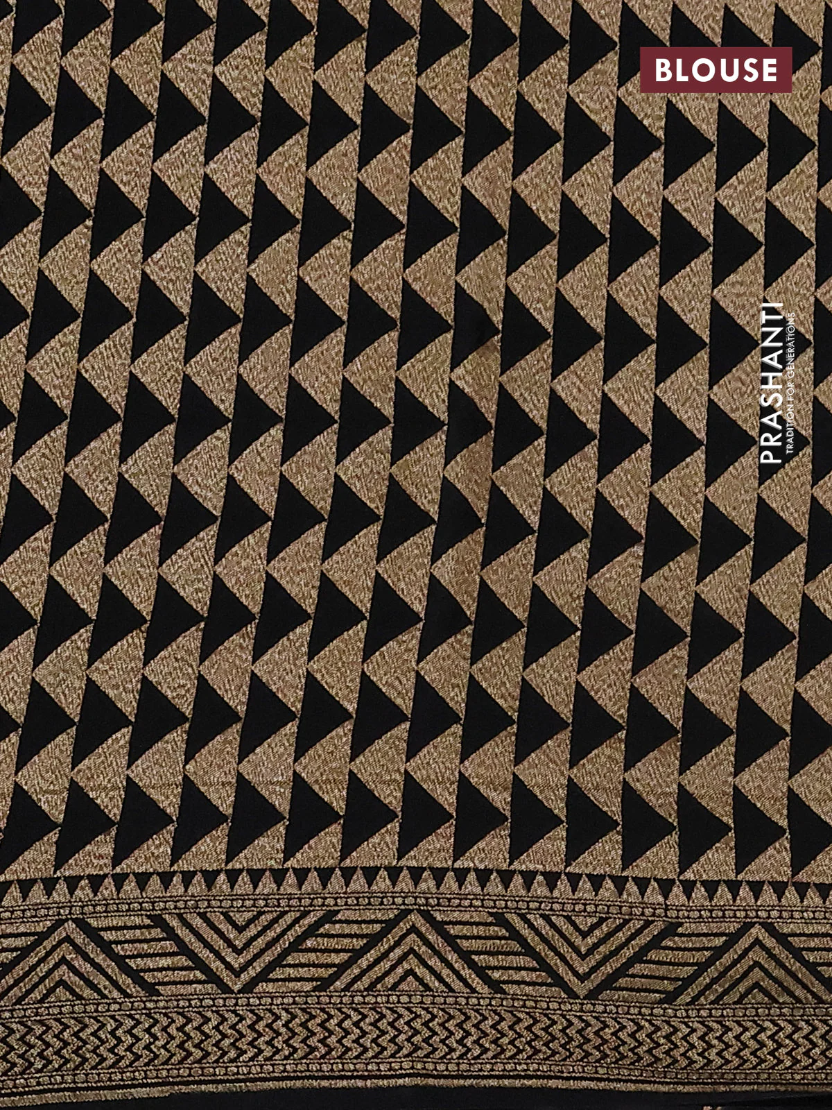 Banarasi crepe saree black with allover thread & zari weaves and woven border - Image 3