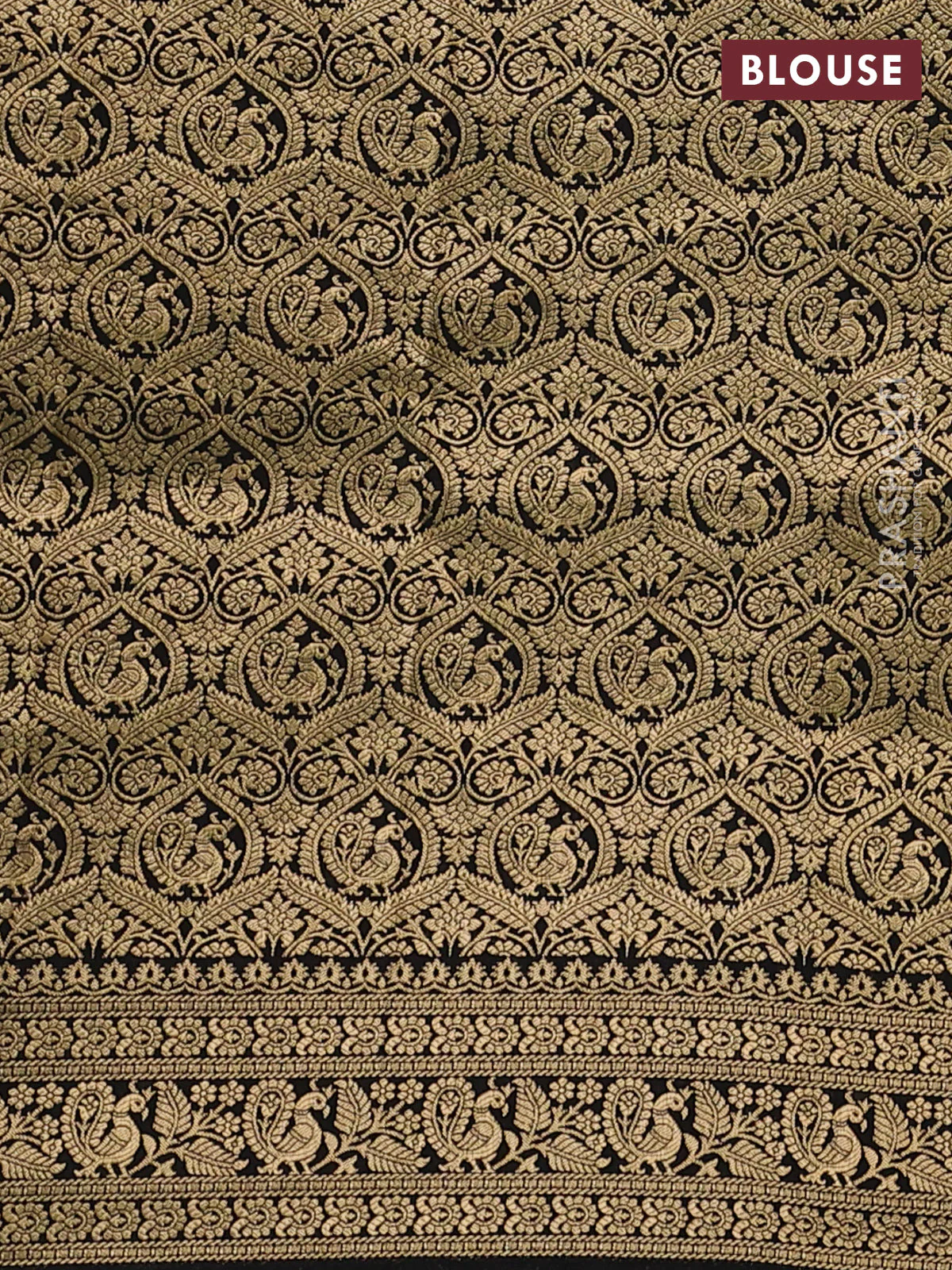 Banarasi crepe saree black with kalamkari prints & sequin embroidery work and zari woven border - Image 3