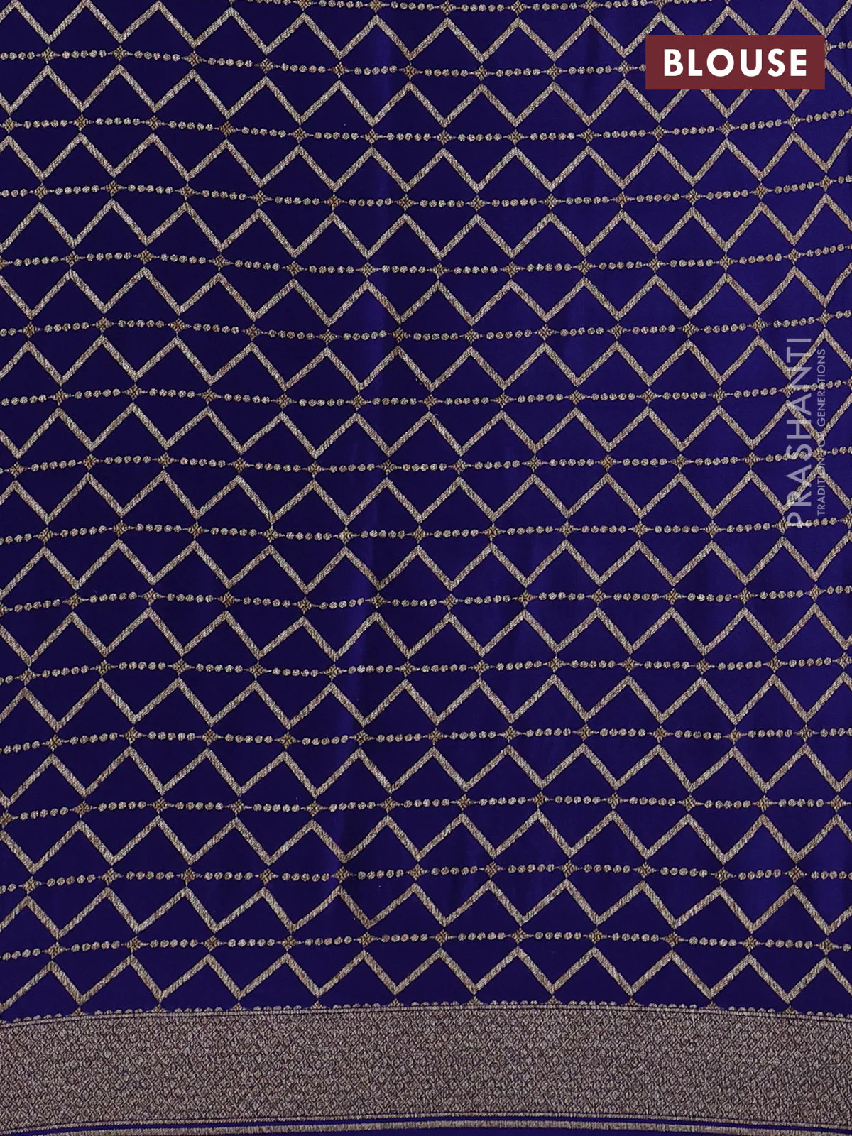 Banarasi crepe saree blue with allover geometric weaves and woven border - Image 3