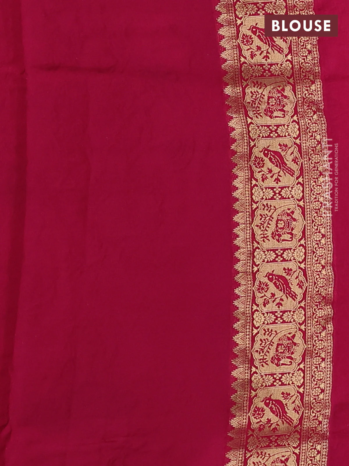 Banarasi crepe saree cream and pink with prints & sequin embroidery work and zari woven border - Image 3