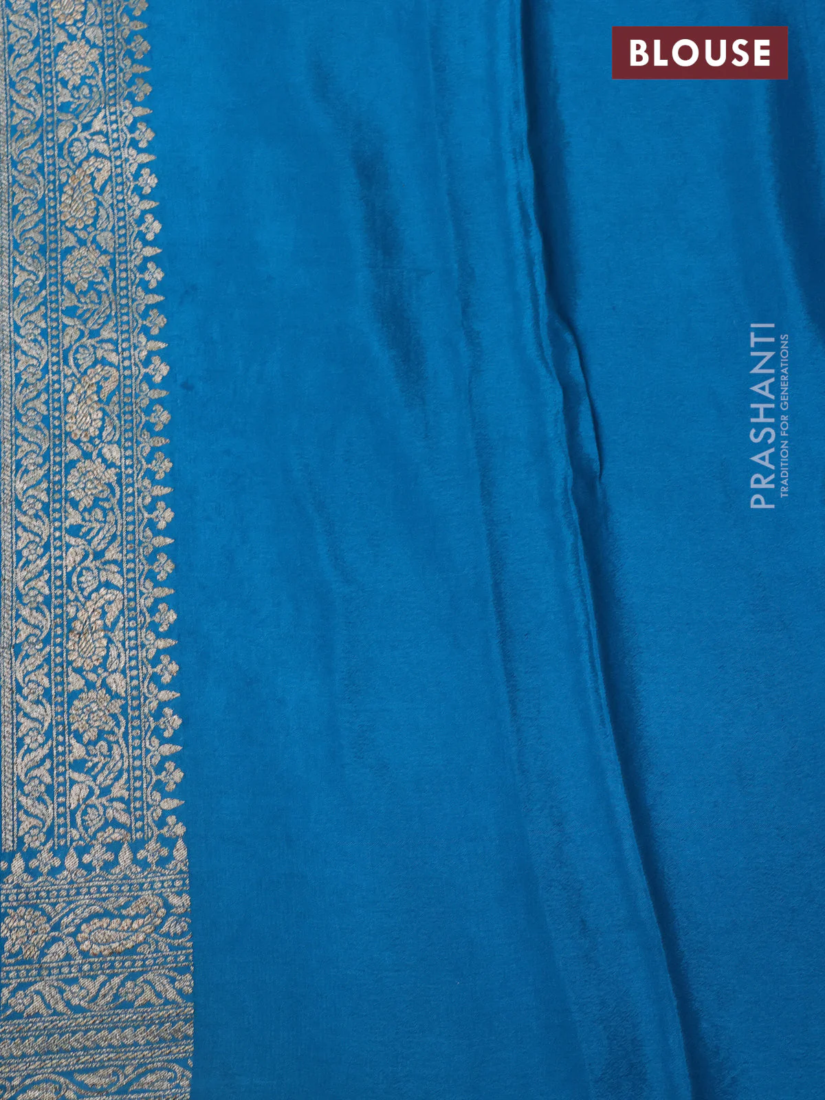 Banarasi crepe saree cs blue with allover thread & zari weaves and woven border - Image 3