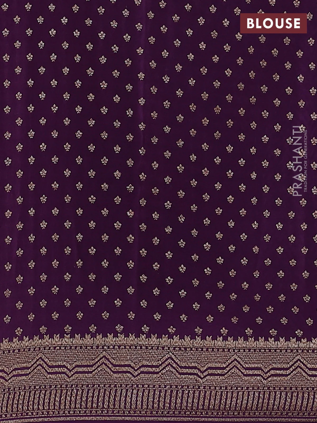 Banarasi crepe saree deep purple with allover geometric weaves and woven border - Image 3