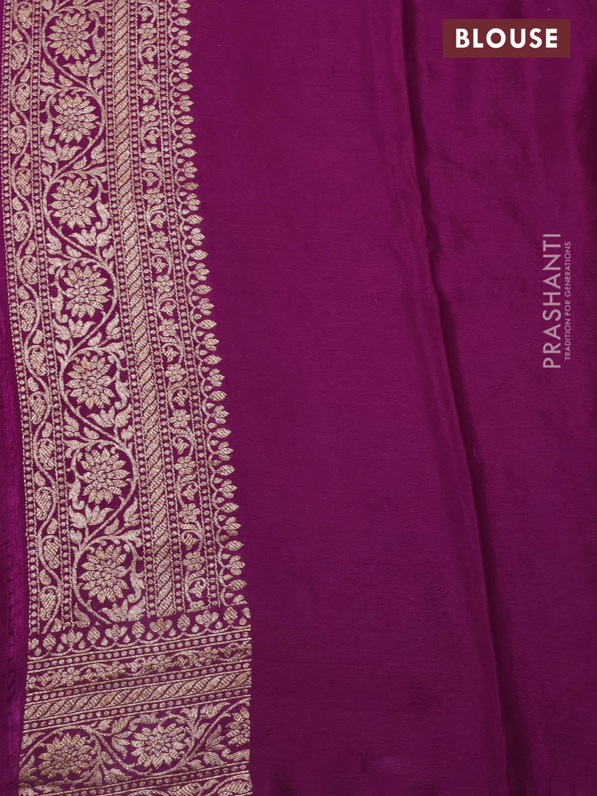 Banarasi crepe saree deep purple with allover thread & zari brocade weaves and woven border - Image 3