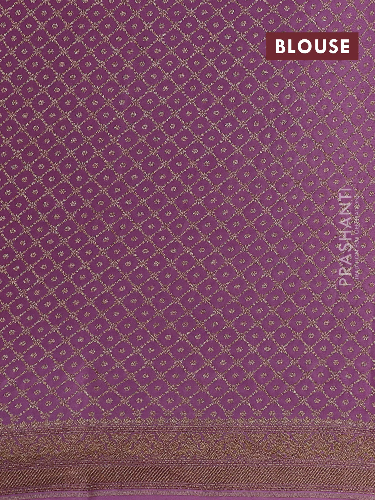Banarasi crepe saree lime green and pastel pink with allover thread & zari woven buttas and woven buttas - Image 4