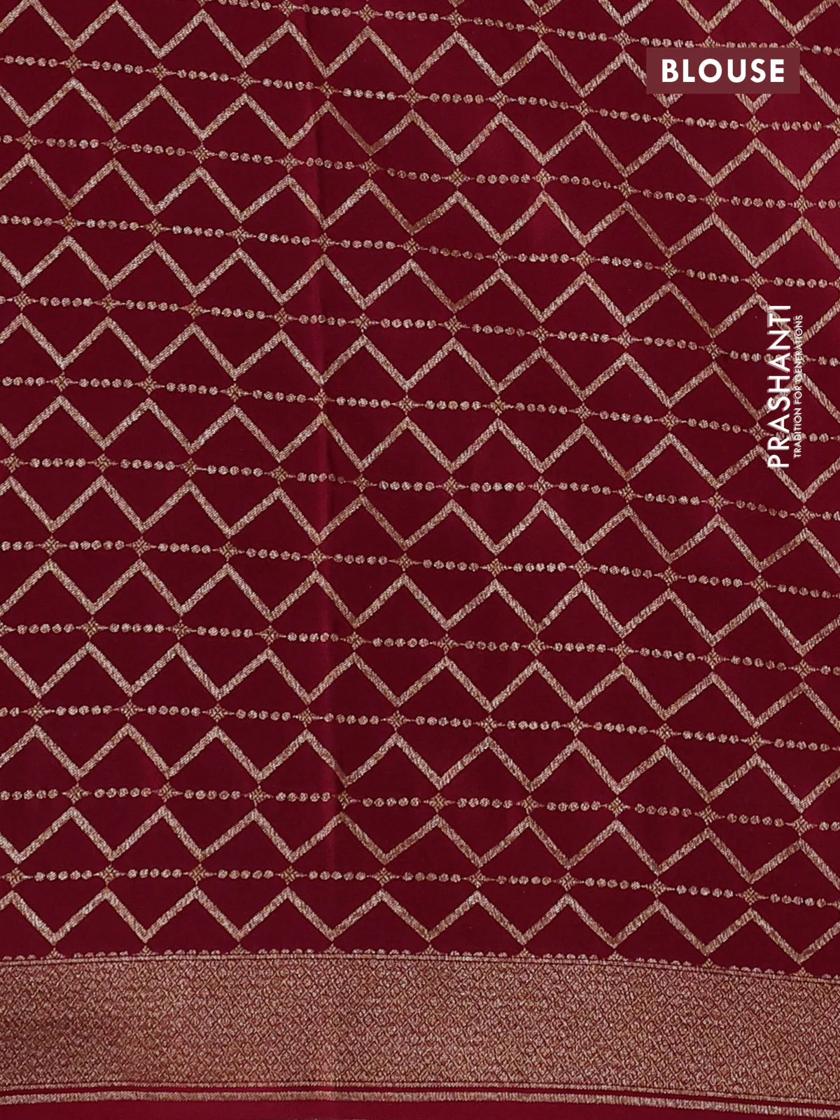 Banarasi crepe saree maroon with allover thread & zari geometric weaves and woven border - Image 3
