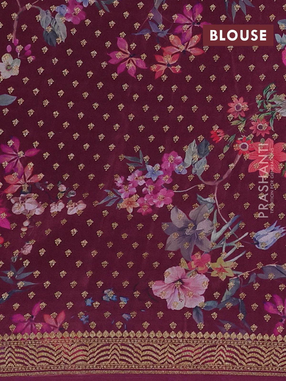 Banarasi crepe saree multi colour and wine shade with allover thread & zari geometric weaves and woven border - Image 4