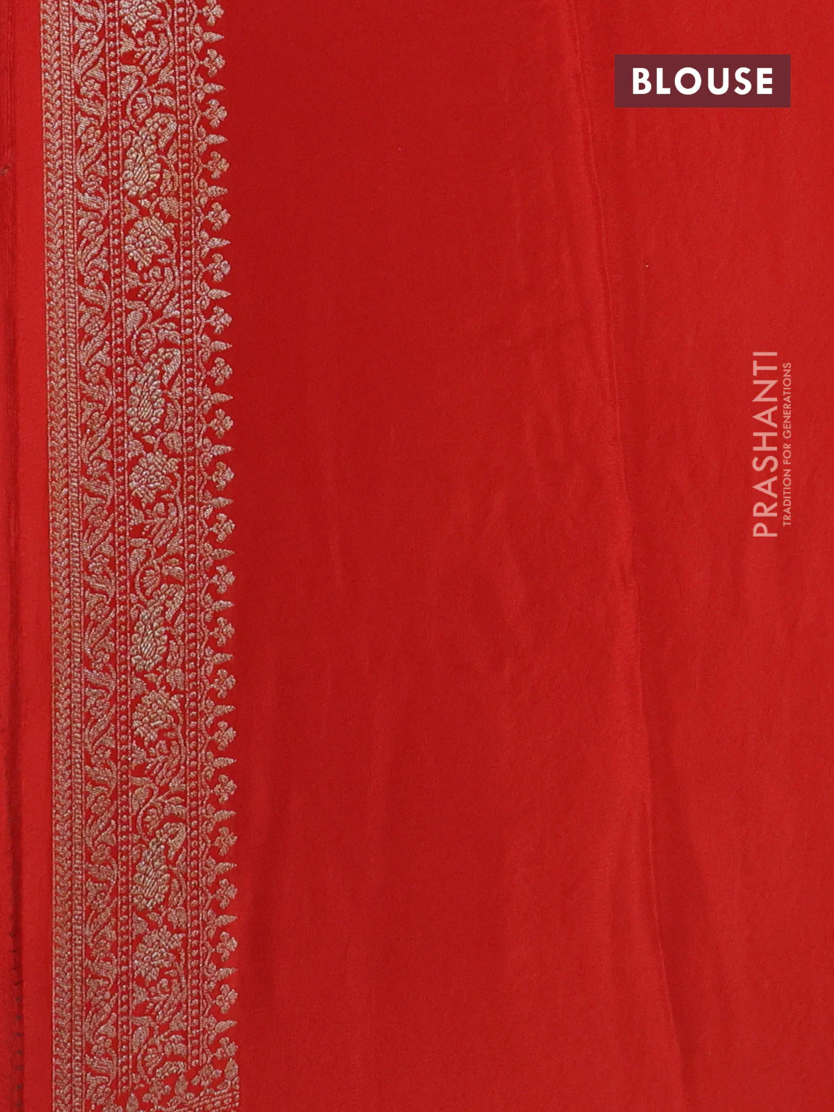 Banarasi crepe saree orange with allover thread & zari woven brocade weaves and woven border - Image 3