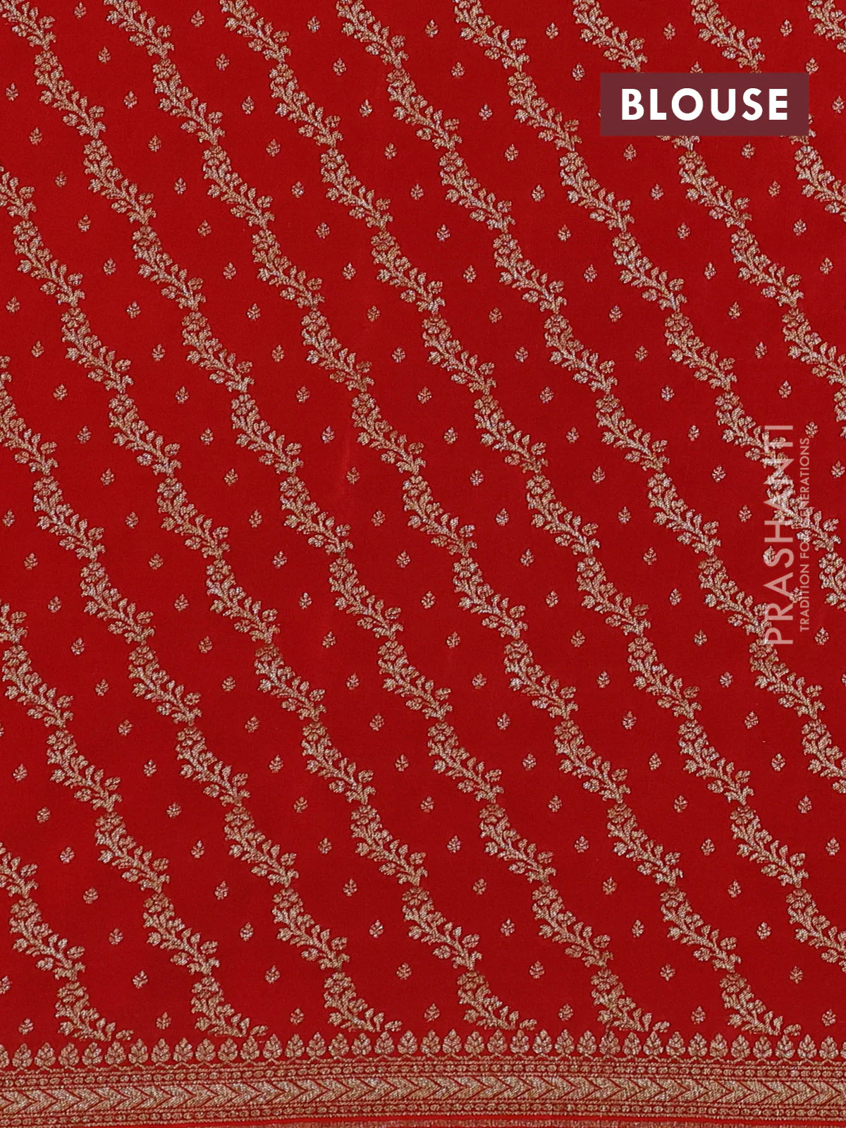 Banarasi crepe saree orange with allover thread & zari woven buttas and woven border - Image 4