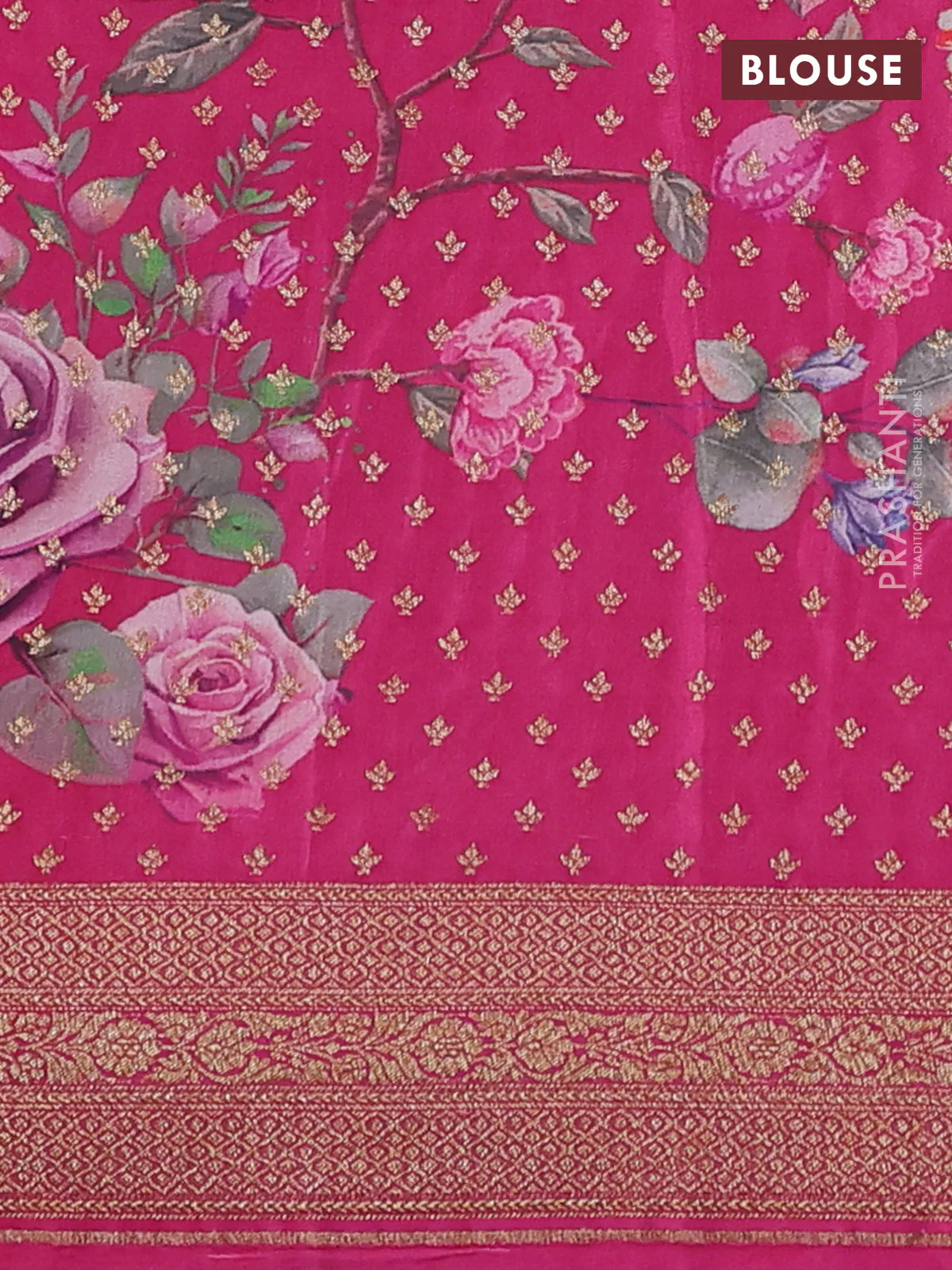 Banarasi crepe saree pastel brown and pink with allover thread & zari zig zag weaves and woven border - Image 4