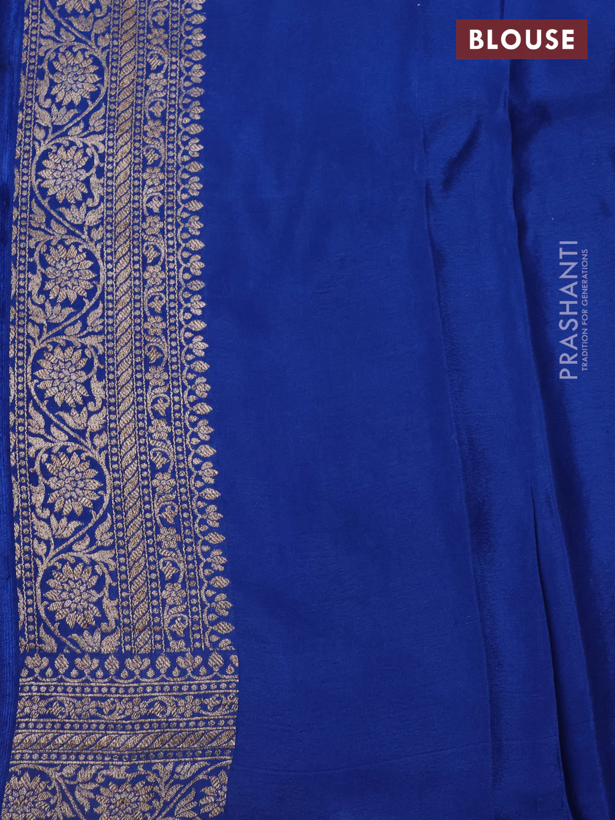 Banarasi crepe saree peacock blue with allover thread & zari brocade weaves and woven border - Image 3