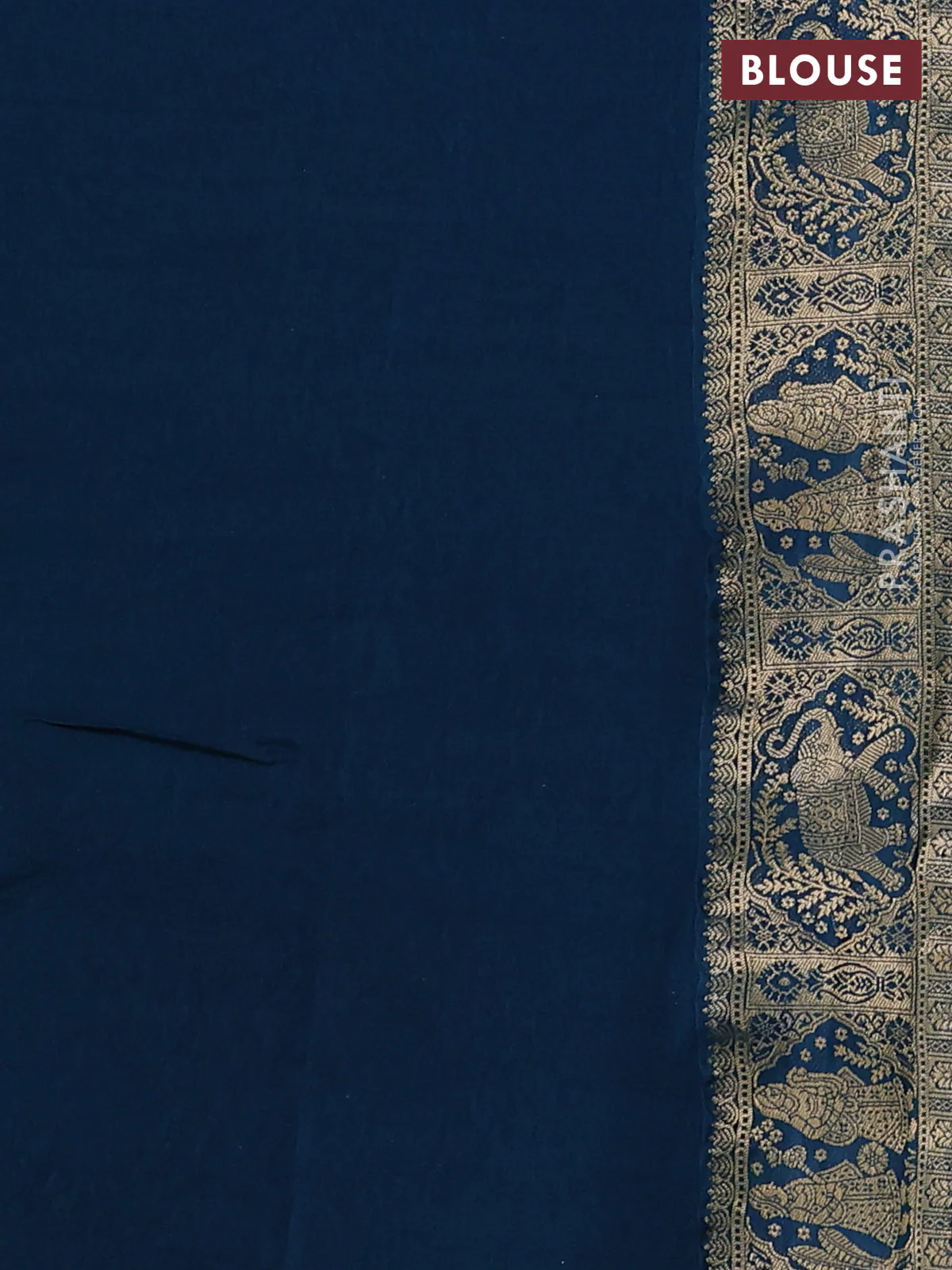 Banarasi crepe saree peacock green and peacock blue with prints & sequin embroidery work and zari woven border - Image 3