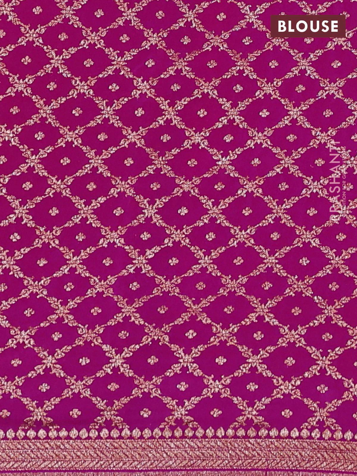 Banarasi crepe saree pink with allover thread & zari geometric weaves and woven border - Image 4
