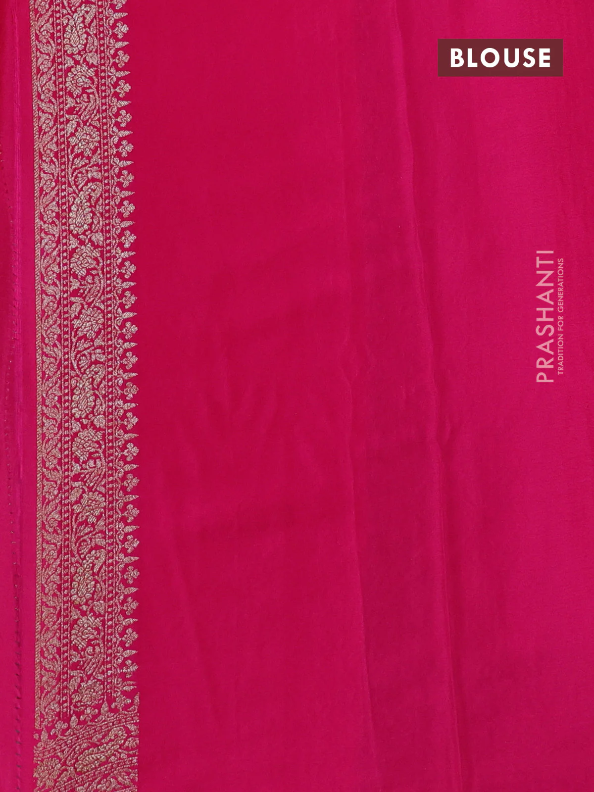 Banarasi crepe saree pink with allover thread & zari woven brocade weaves and woven border - Image 3