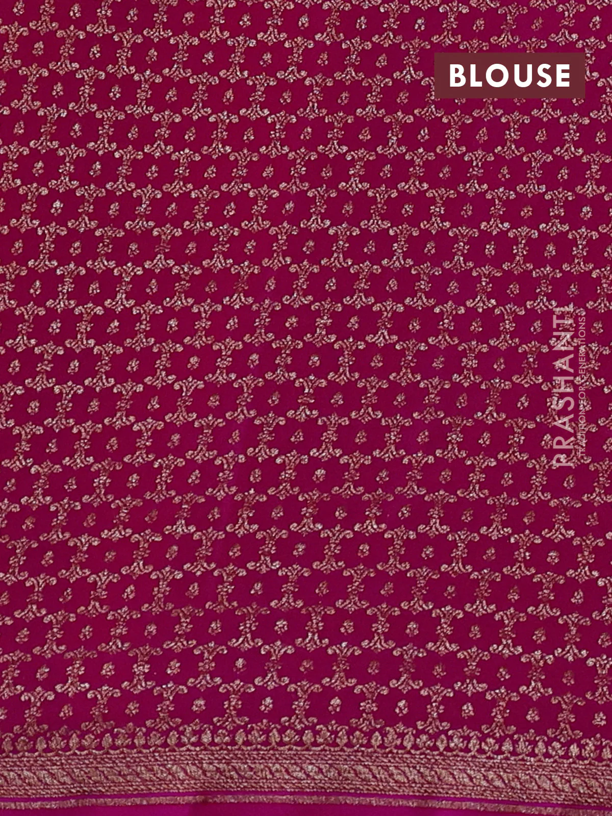 Banarasi crepe saree pink with allover thread & zari woven buttas and woven border - Image 4