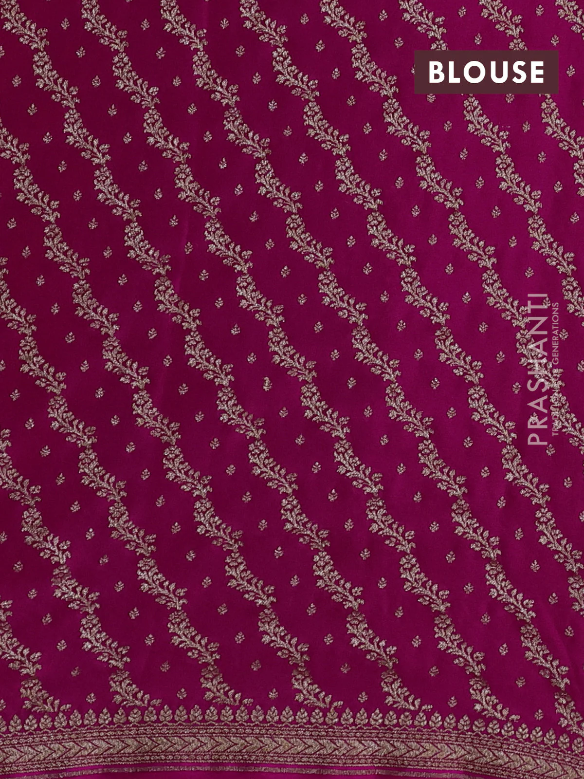 Banarasi crepe saree pink with allover thread & zari woven buttas and woven border - Image 4