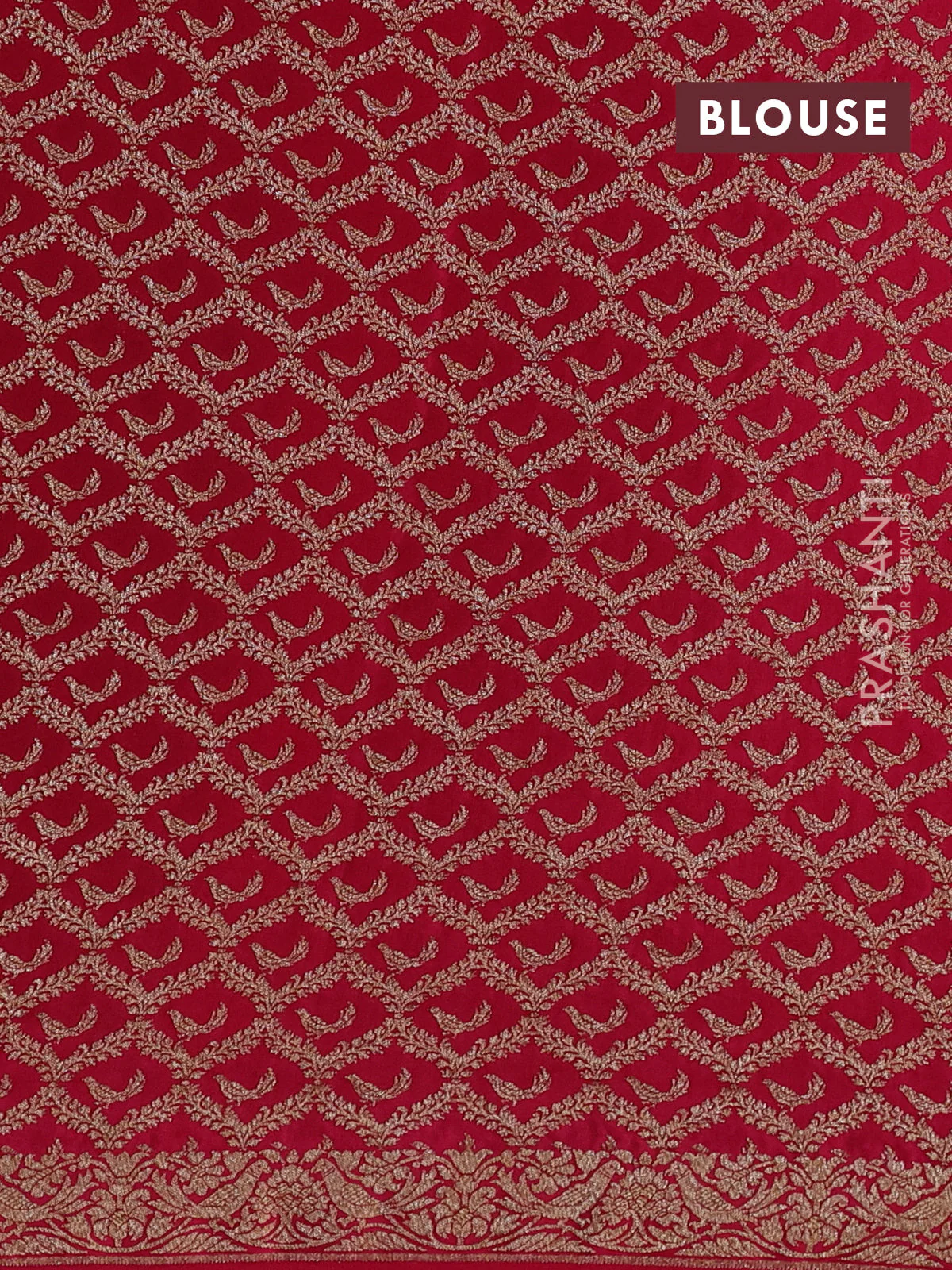Banarasi crepe saree pink with allover thread & zari woven buttas and woven buttas - Image 4