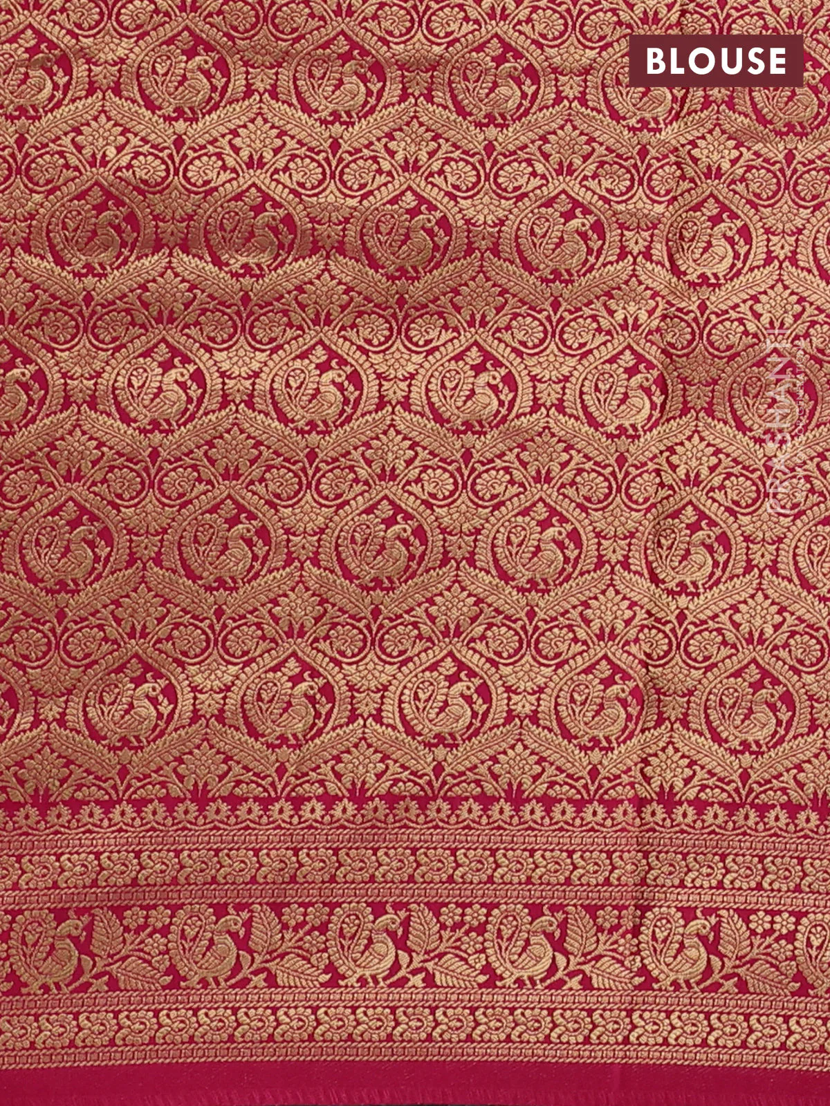 Banarasi crepe saree pink with kalamkari prints & sequin embroidery work and zari woven border - Image 3