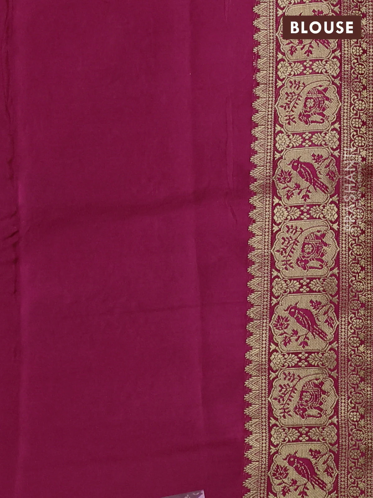 Banarasi crepe saree pink with prints & sequin embroidery work and zari woven border - Image 3