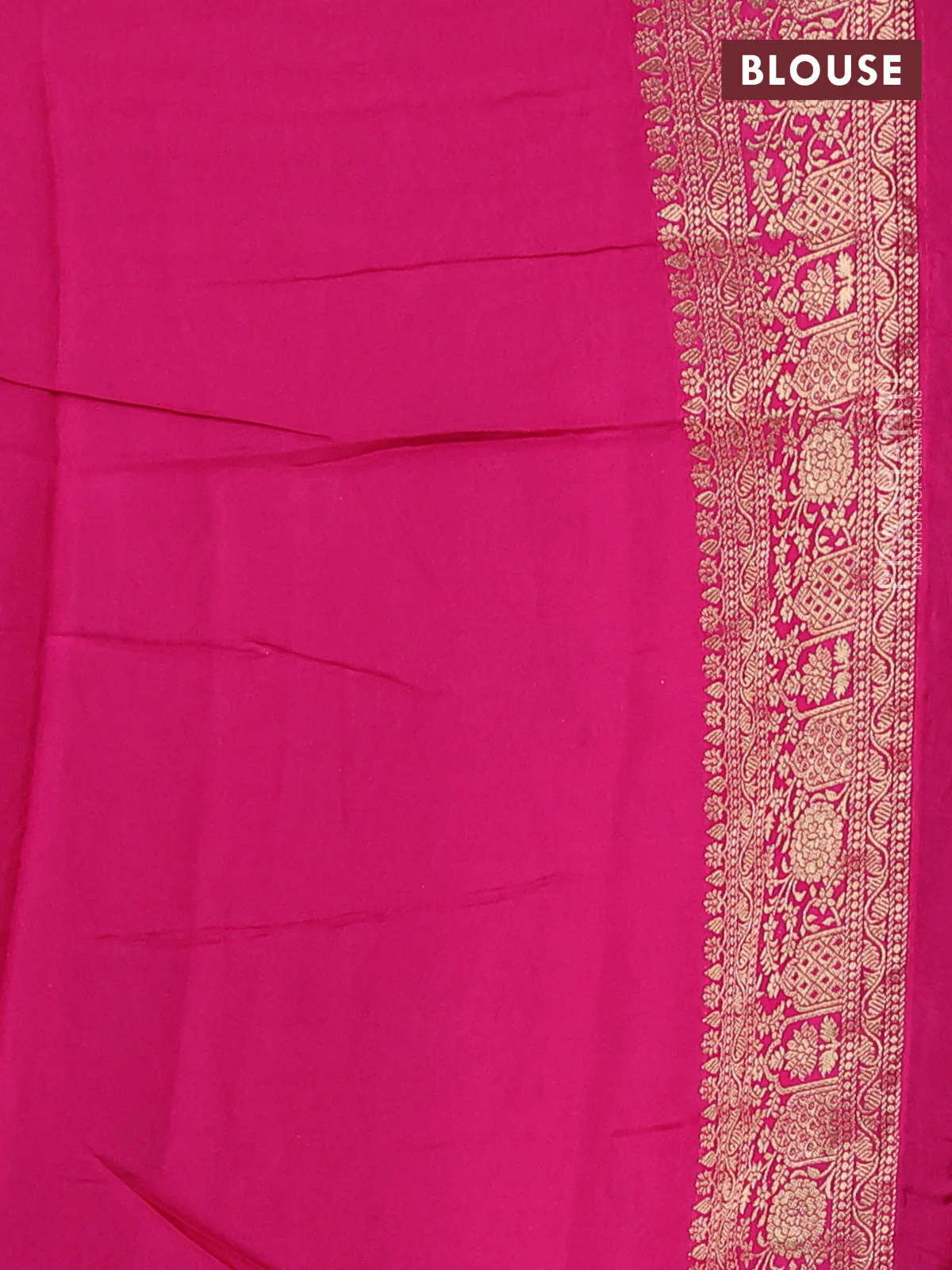Banarasi crepe saree pink with prints & sequin embroidery work and zari woven border - Image 3