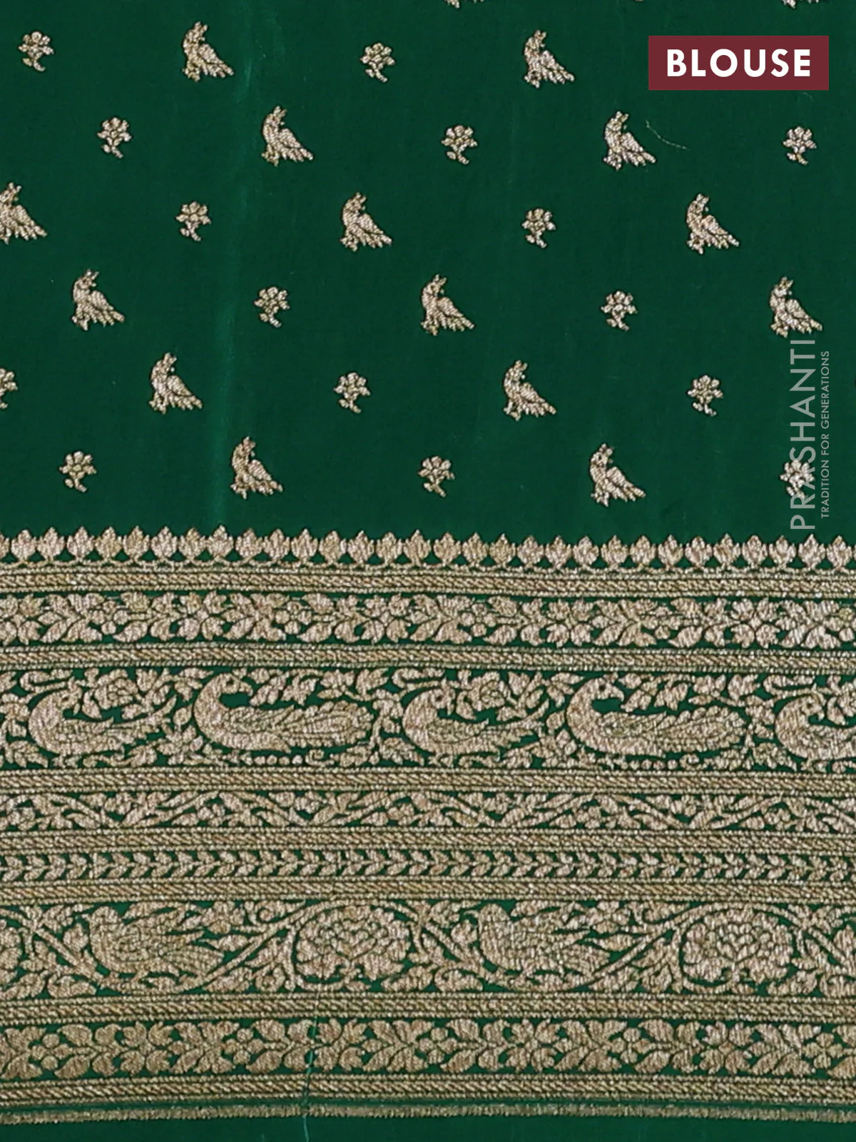 Banarasi crepe saree purple and green with allover thread & zari woven buttas and woven border - Image 4