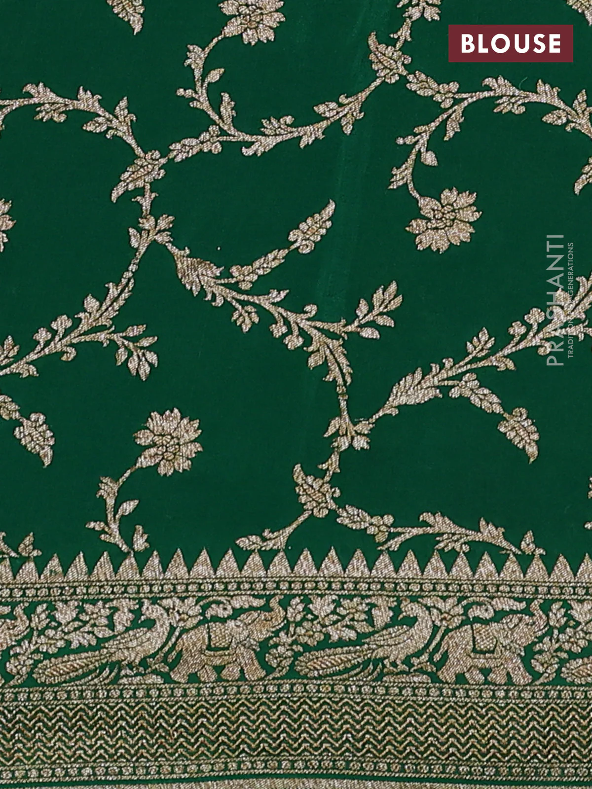 Banarasi crepe saree purple and green with thread & zari woven buttas and woven border - Image 4