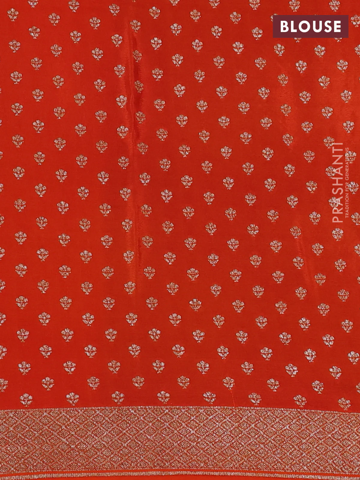 Banarasi crepe saree purple and orange with allover thread & zari weaves and woven border - Image 3
