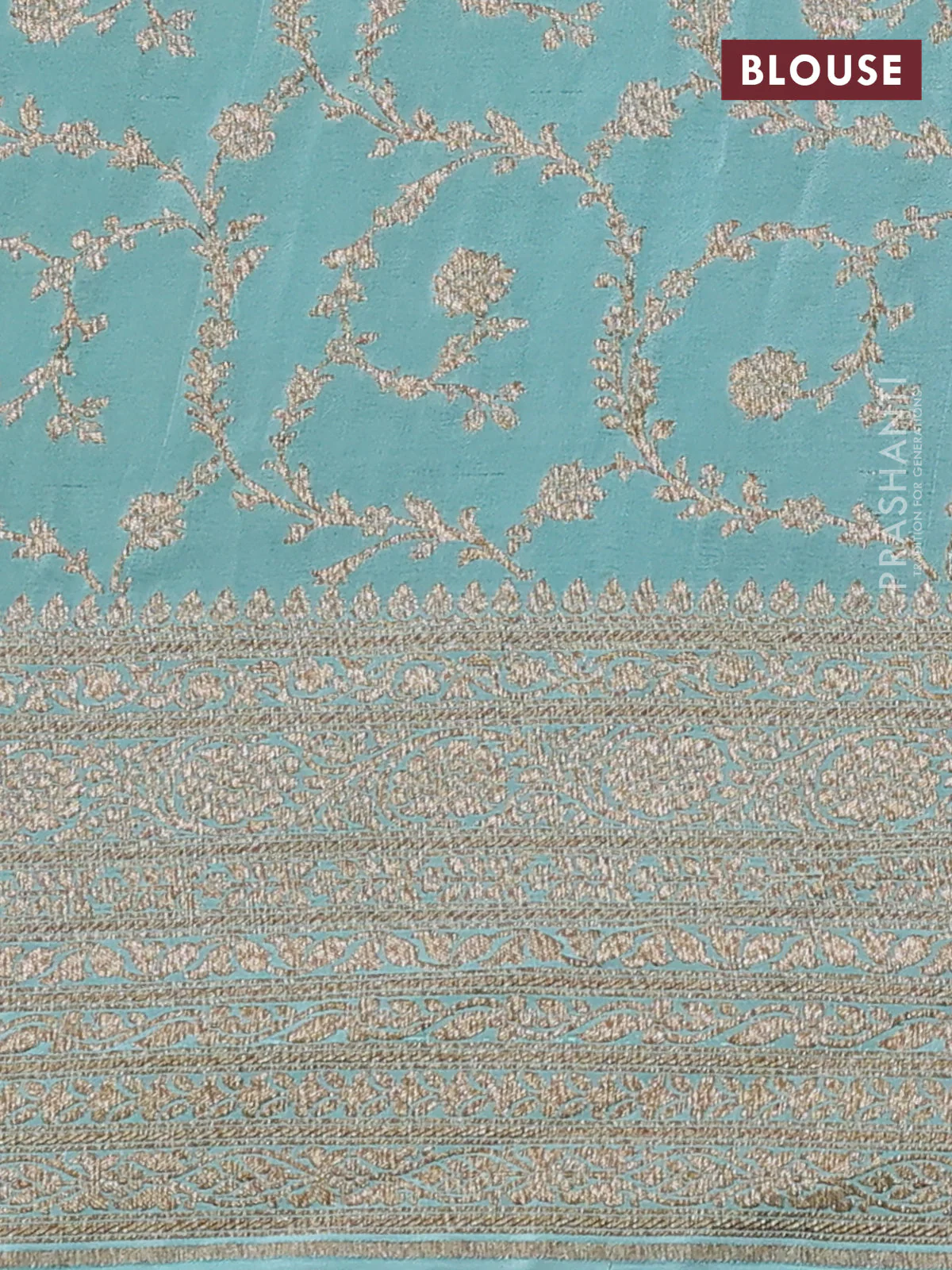 Banarasi crepe saree purple and teal blue with allover thread & zari woven buttas and woven border - Image 4