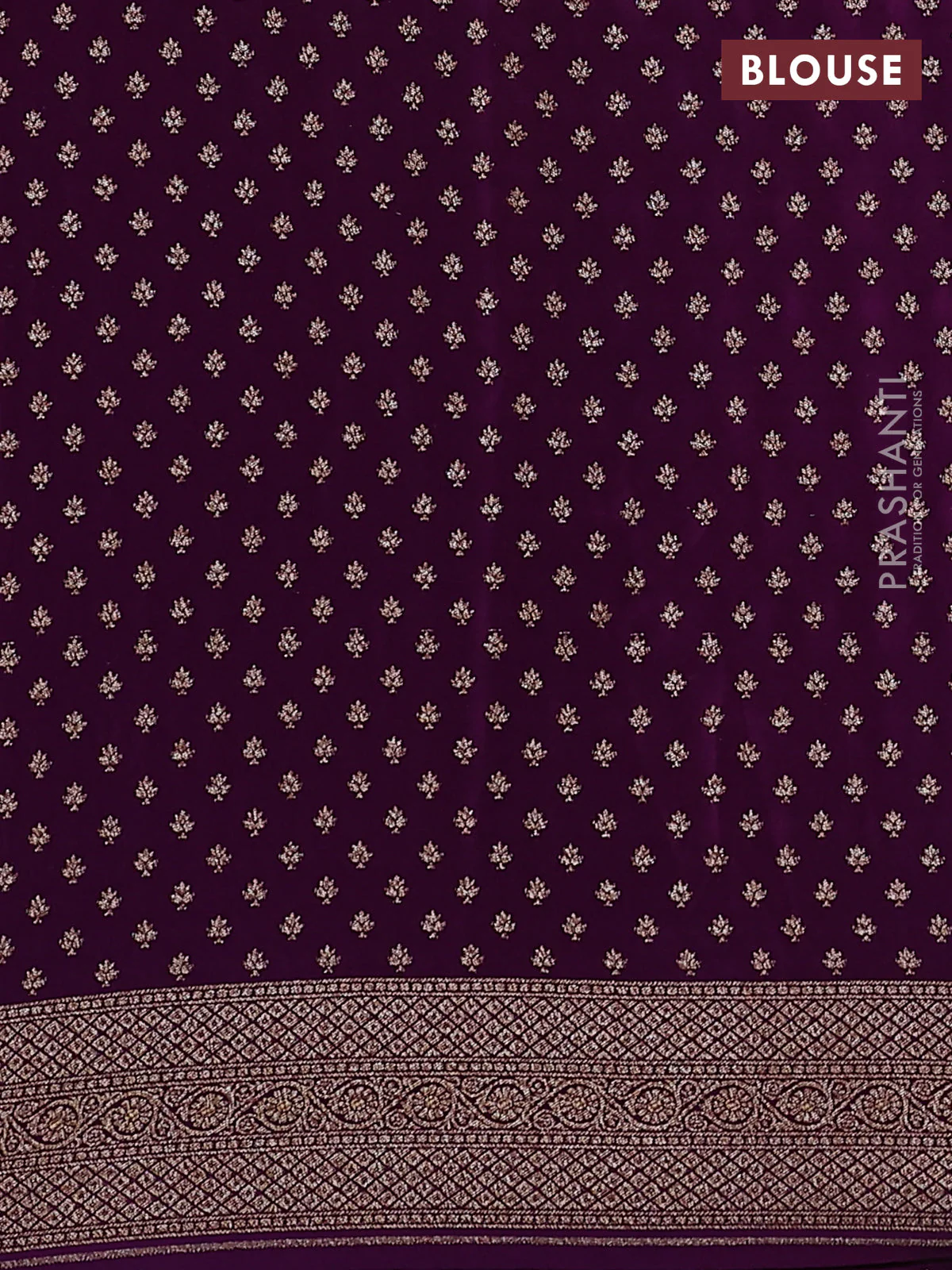 Banarasi crepe saree purple with allover geometric weaves and woven border - Image 3