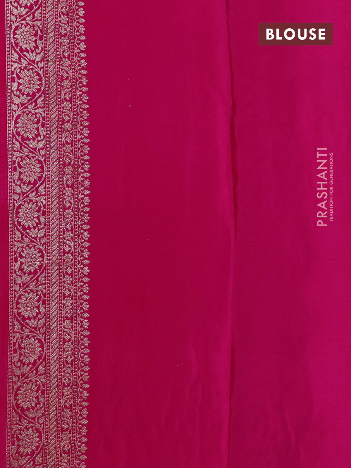 Banarasi crepe saree rani pink with allover thread & zari woven brocade weaves and woven border - Image 3