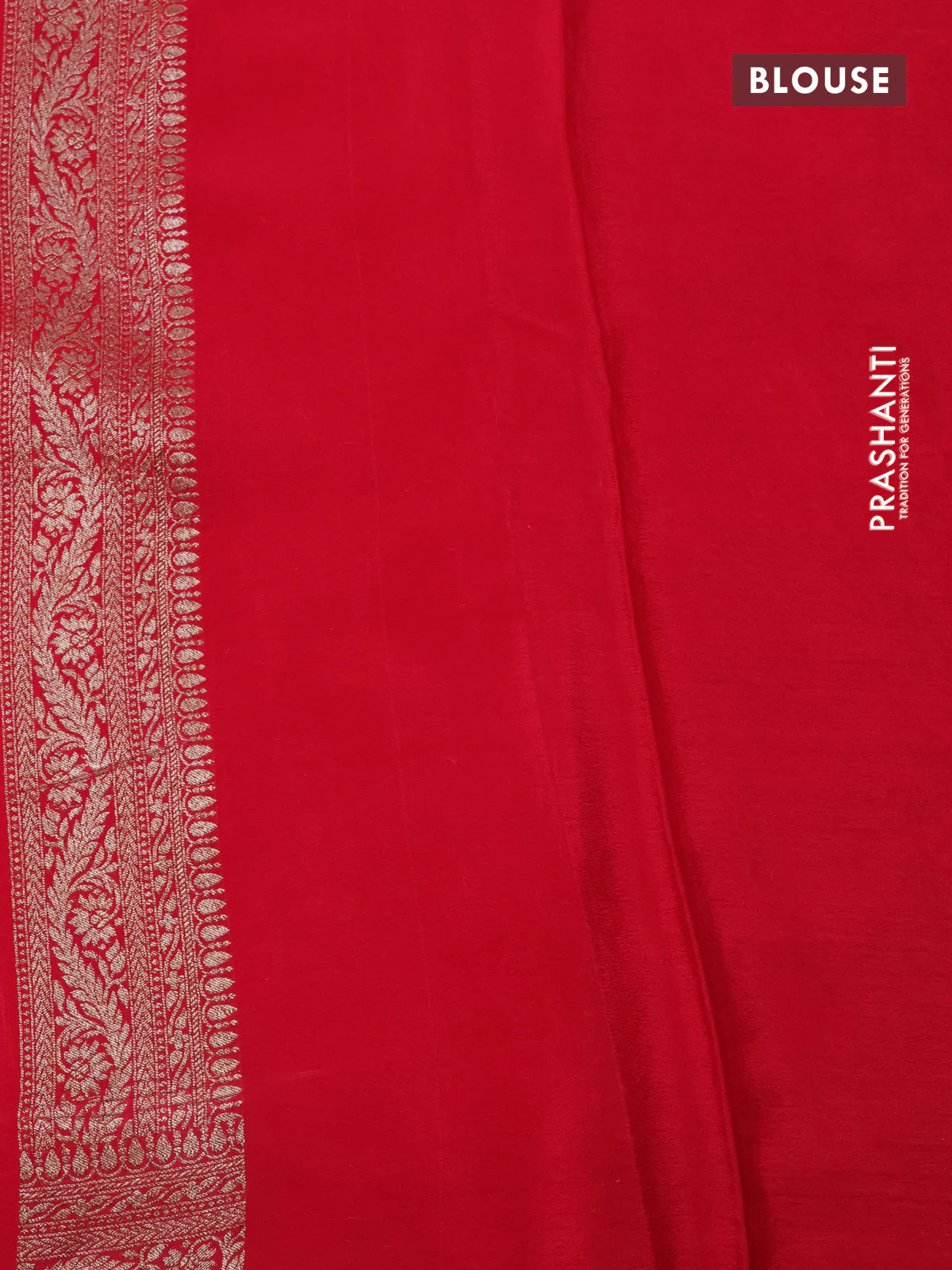 Banarasi crepe saree red with allover thread & zari weaves and woven border - Image 3