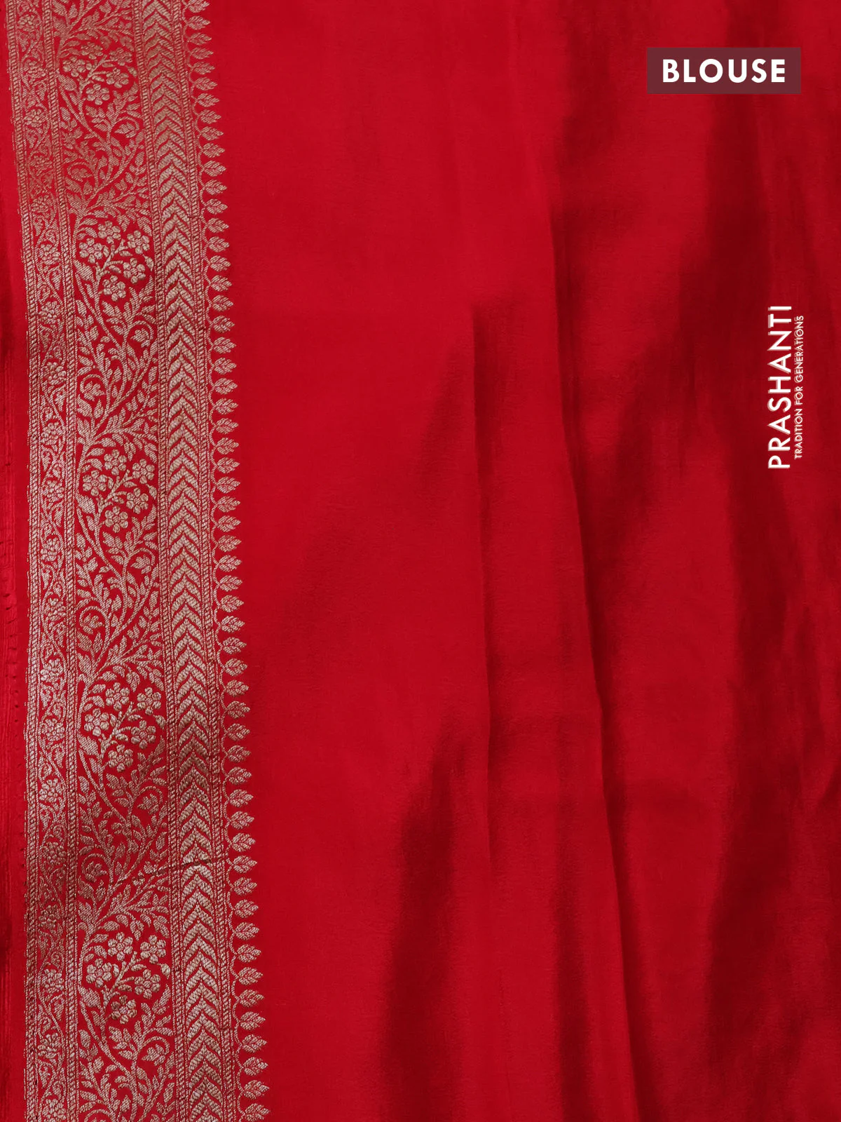 Banarasi crepe saree red with allover thread & zari weaves and woven border - Image 3