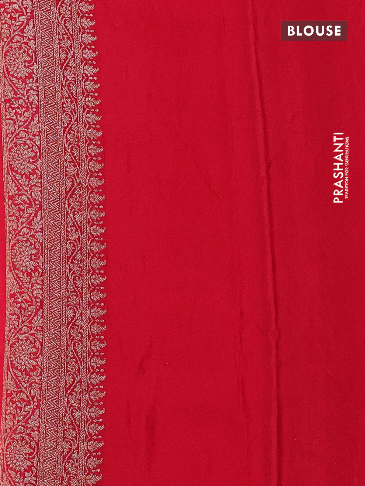 Banarasi crepe saree reddish pink with allover thread & zari woven brocade weaves and woven border - Image 3