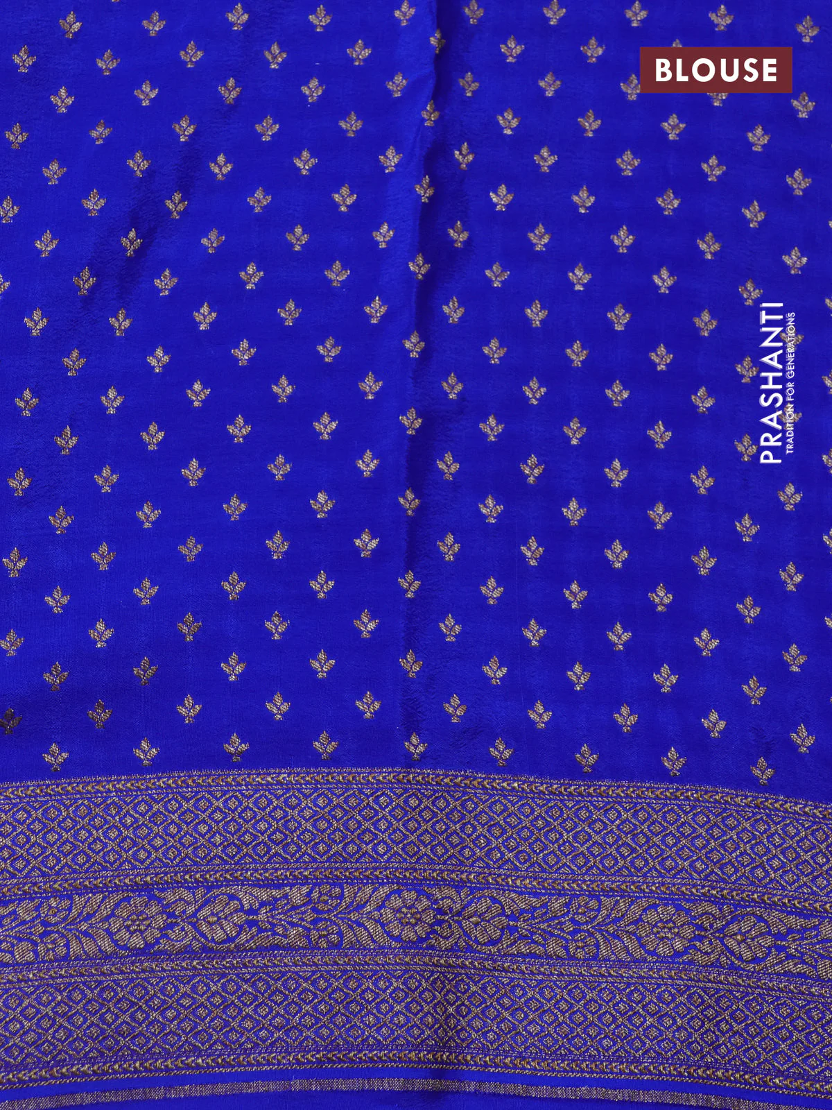 Banarasi crepe saree royal blue and cs blue with allover geometric zari weaves and woven border - Image 3