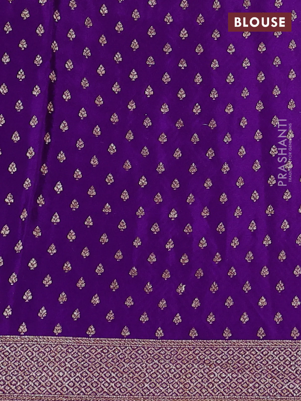 Banarasi crepe saree violet with allover geometric weaves and woven border - Image 3