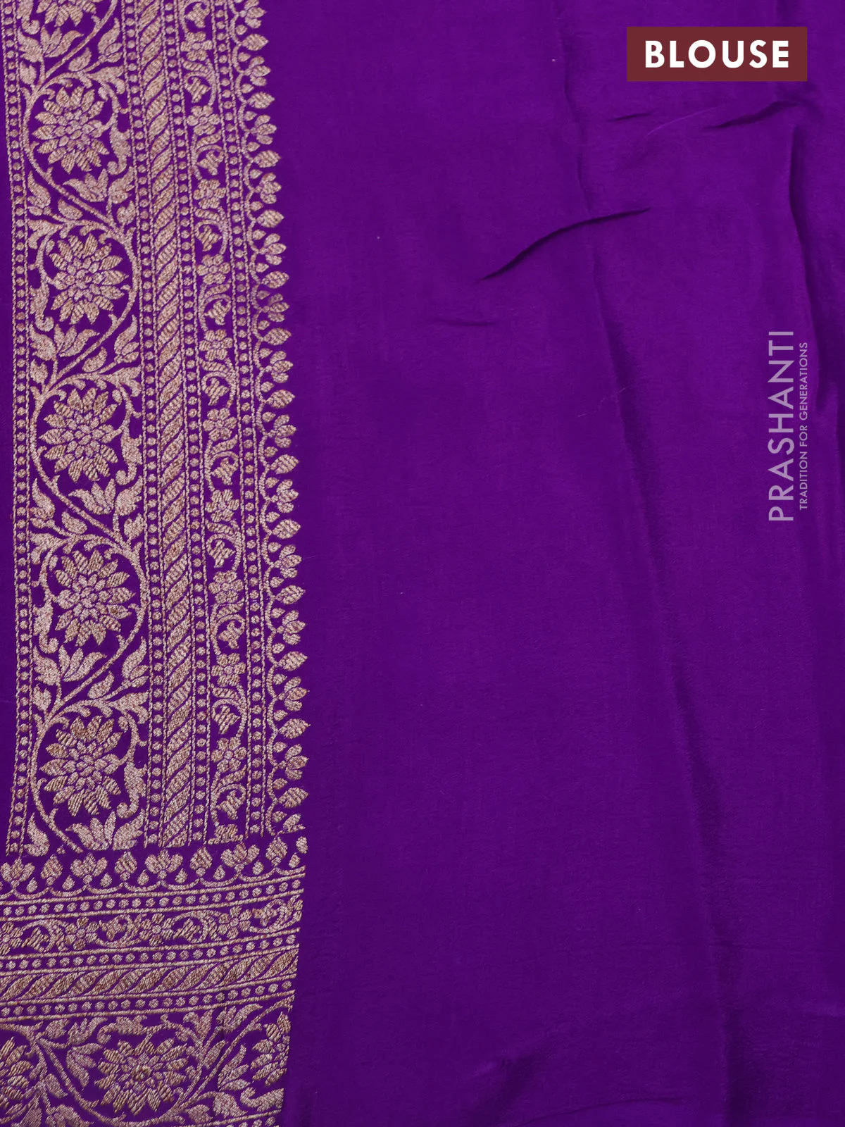 Banarasi crepe saree violet with allover thread & zari brocade weaves and woven border - Image 3