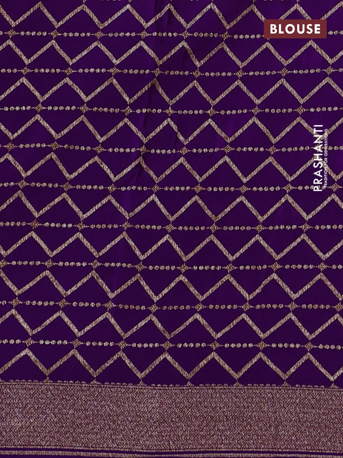 Banarasi crepe saree violet with allover thread & zari weaves and woven border - Image 3