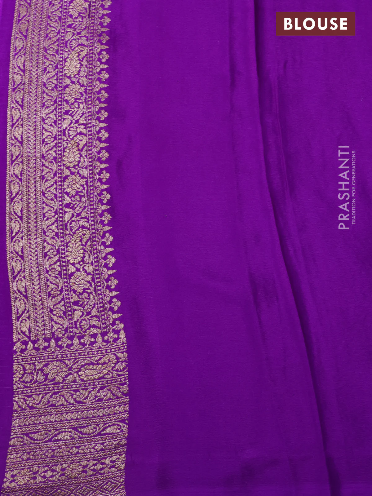 Banarasi crepe saree violet with allover thread & zari weaves and woven border - Image 3