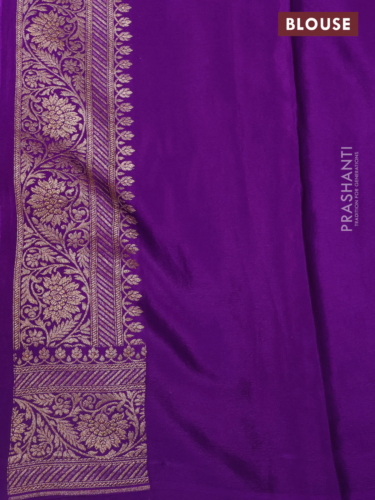 Banarasi crepe saree violet with allover thread & zari weaves and woven border - Image 3