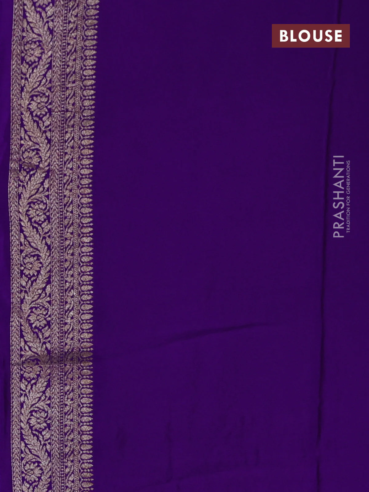 Banarasi crepe saree violet with allover thread & zari woven brocade weaves and woven border - Image 3