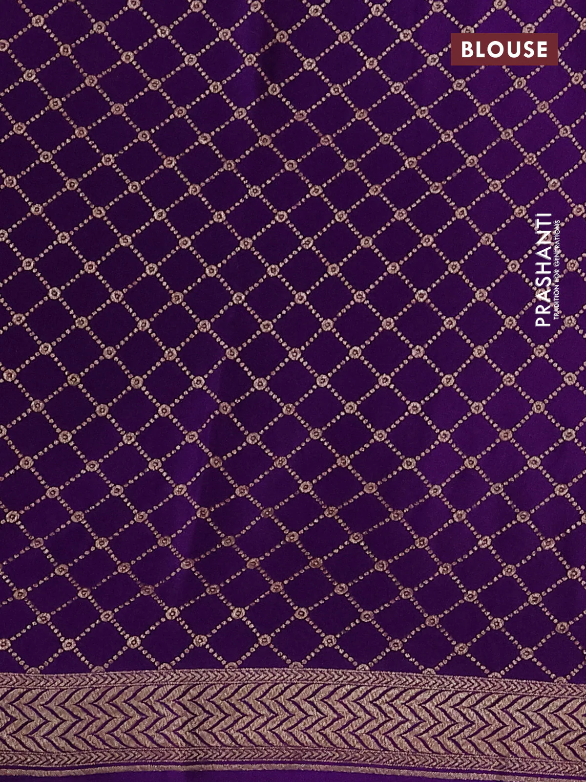 Banarasi crepe saree violet with thread & zari woven buttas and woven border - Image 3