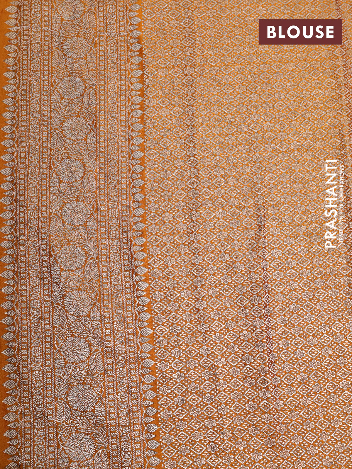 Banarasi crush crepe saree mustard yellow with plain body and zari woven border - Image 4