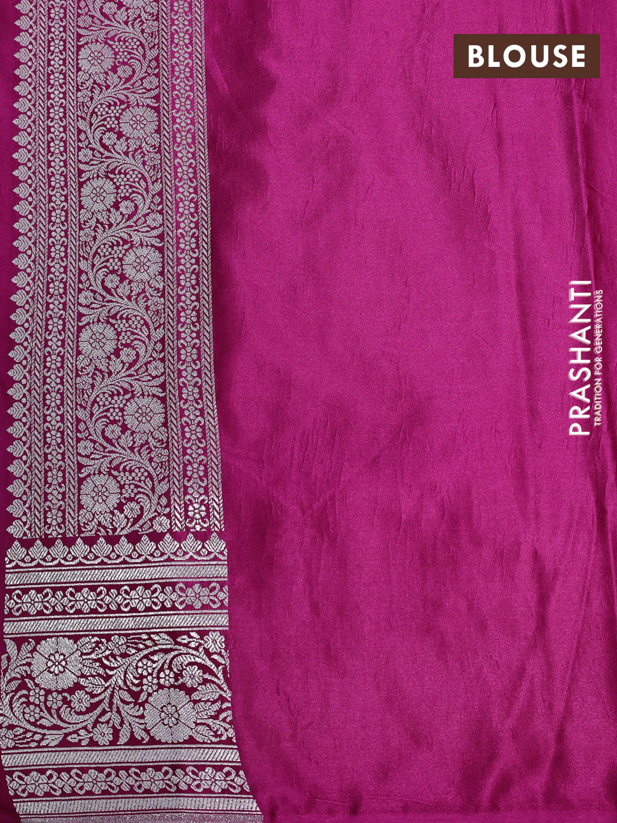 Banarasi crush crepe saree pink with plain body and zari woven border - Image 4