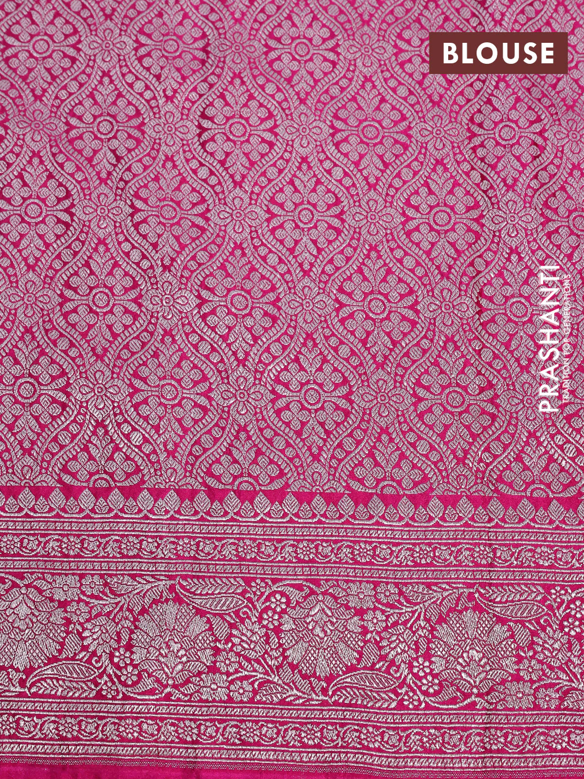 Banarasi crush crepe saree pink with plain body and zari woven border - Image 4