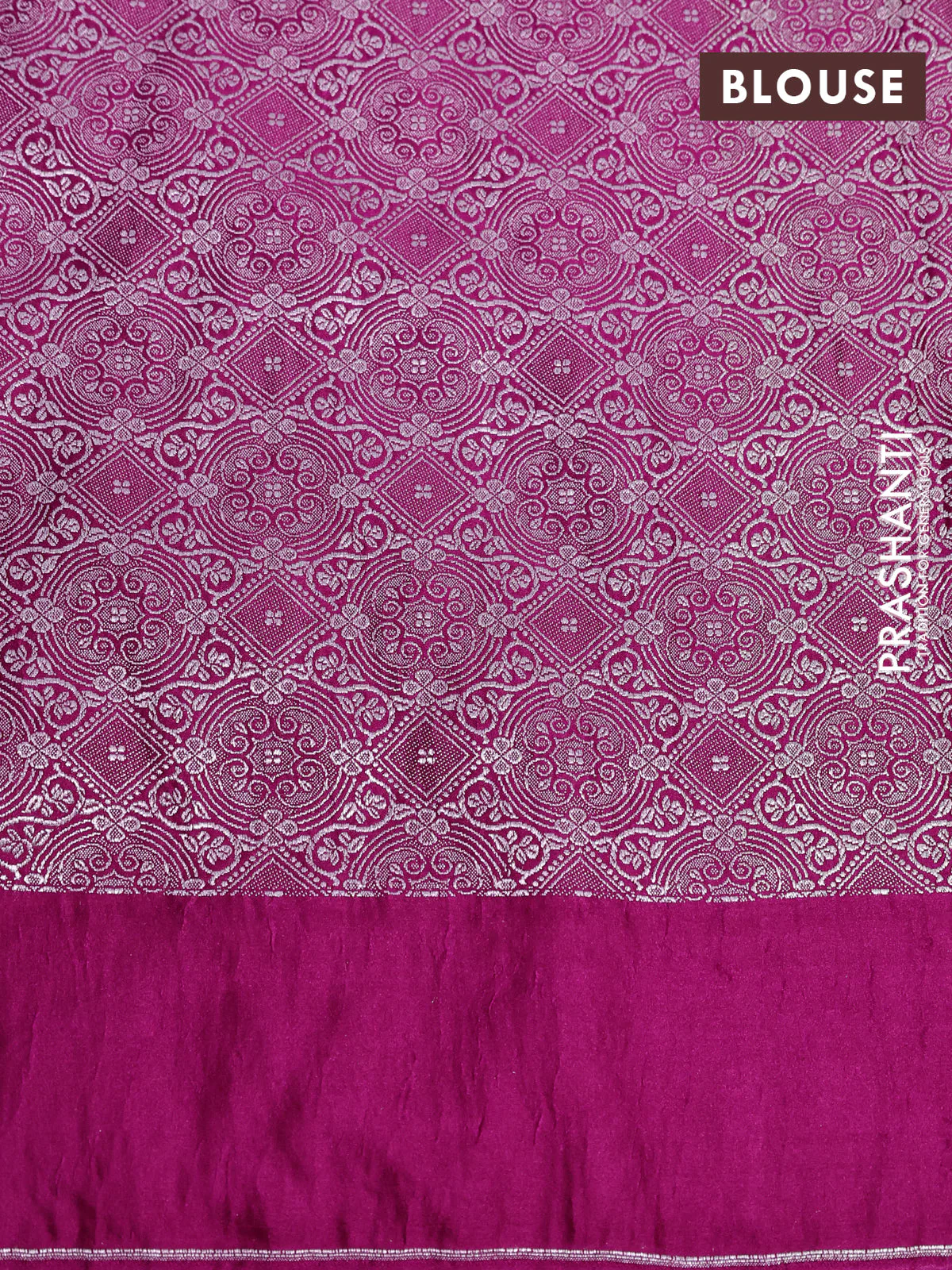 Banarasi crush crepe saree pink with plain body and zari woven floral border - Image 4