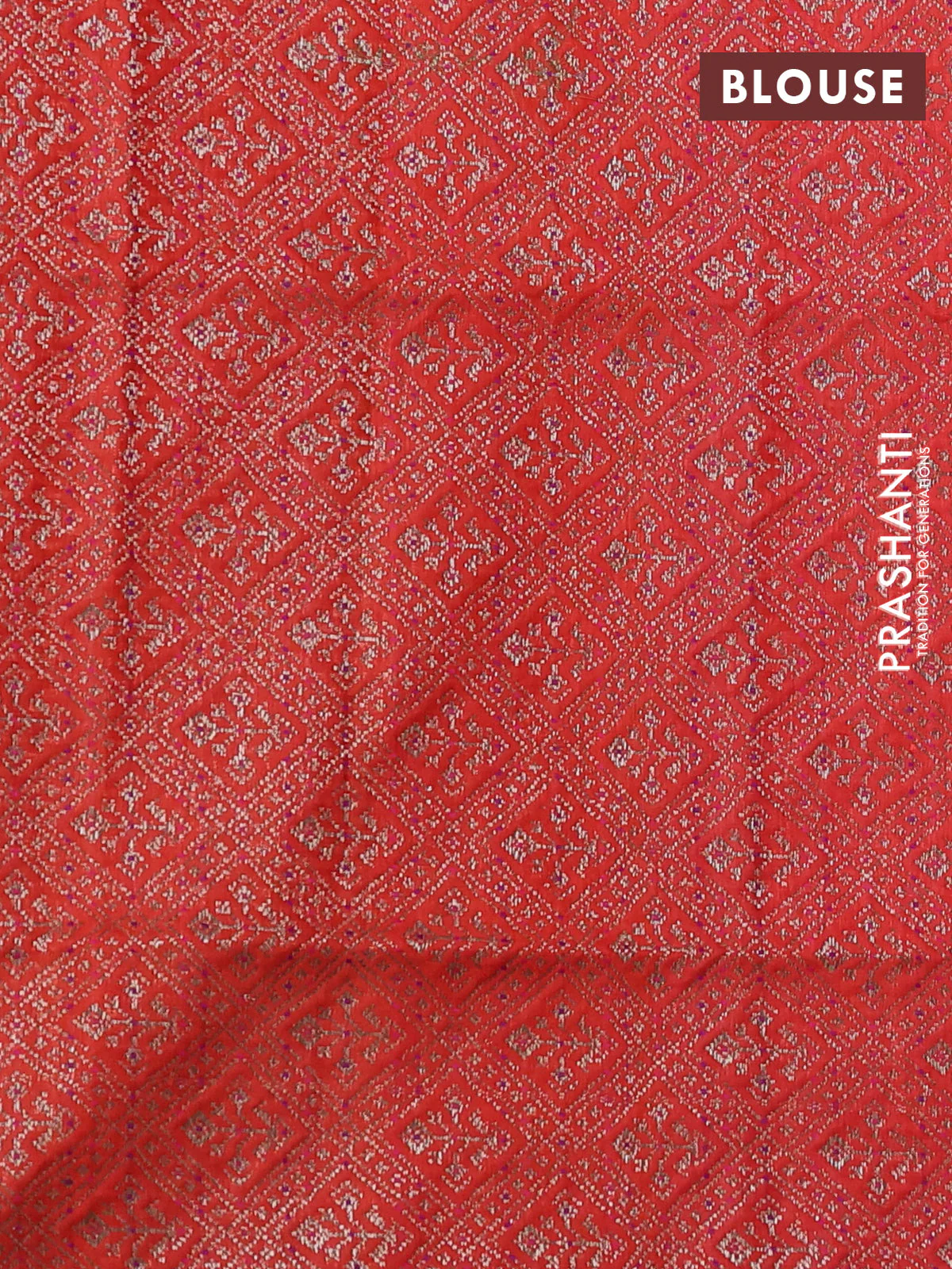 Banarasi dupion silk saree orange and purple with woven buttas and piping border - Image 4