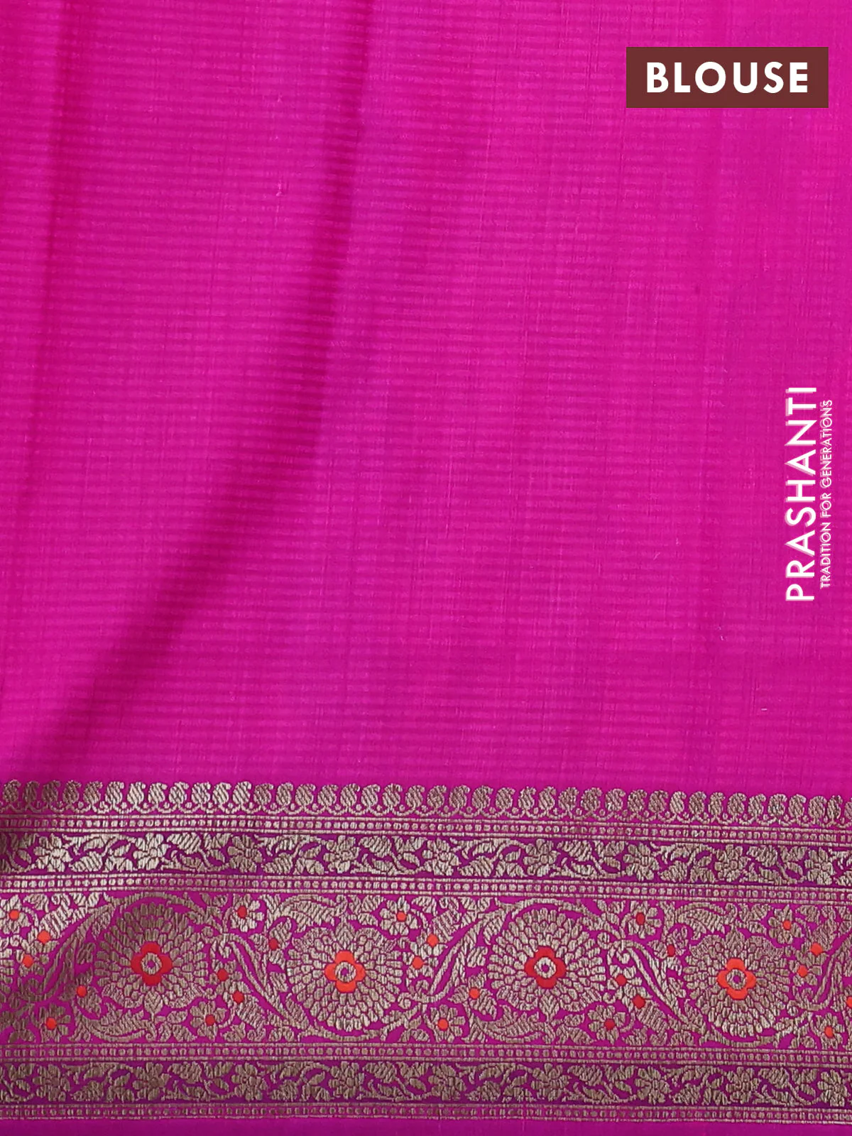 Banarasi dupion silk saree pink and purple with allover thread & zari floral weaves and woven border - Image 4